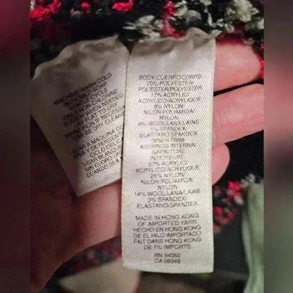 Jones New York Pink, Black, and Gray Bouclé Wool Blend Cardigan, Size Med - Picture 5 of 5